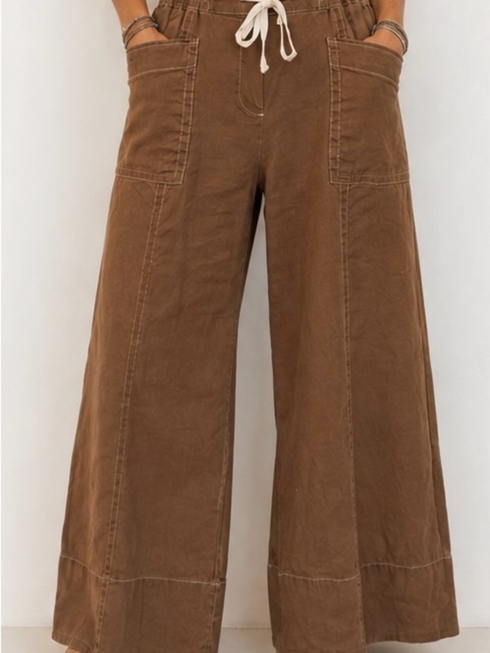 Maeve Wide Leg Utility Pants in Brown